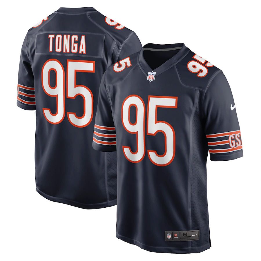 Men Chicago Bears #95 Khyiris Tonga Nike Navy Game NFL Jersey